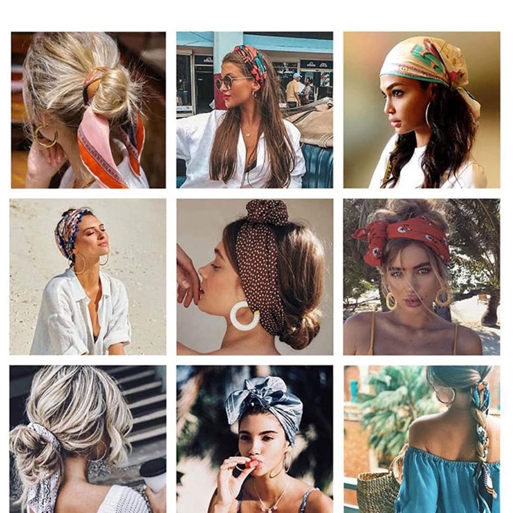 Satin Square Scarves Neck Hair Head Scarf 2 for 30 - Picture 3 of 8